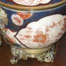 Pair Antique Chinese Imari Porcelain & Bronze Mounted Urns