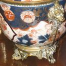 Pair Antique Chinese Imari Porcelain & Bronze Mounted Urns