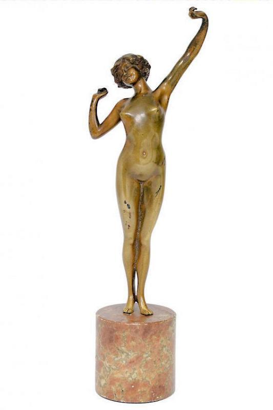 L'Eveil Awakening Art Nouveau Bronze Figurine After Paul Philippe