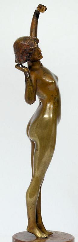 L'Eveil Awakening Art Nouveau Bronze Figurine After Paul Philippe