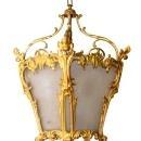 Antique Louis XVI Style Dore Bronze & Glass Lantern