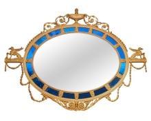 Antique Neoclassical Adams Style Overmantel Mirror