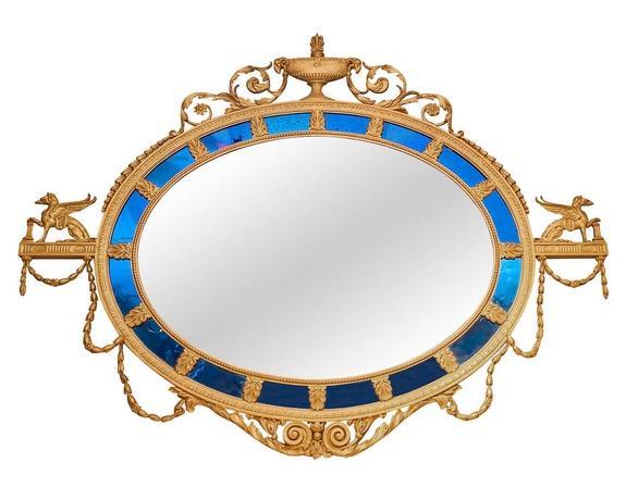Antique Neoclassical Adams Style Overmantel Mirror