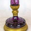 Pair Mid Century French Gilt Metal Amethyst Glass Candelabra Lamps