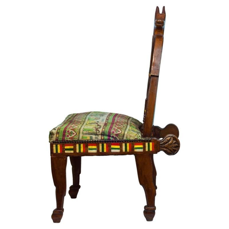 Antique Egyptian Revival Polychrome Painted Side Chair