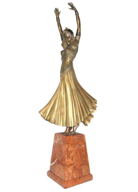 Chiparus Danseuse Indoue ( Hindu Dancer ) Art Deco Bronze Figurine Sculpture