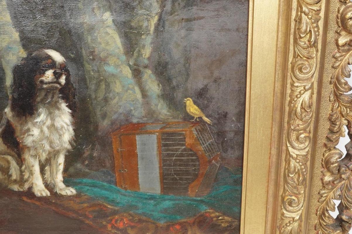 Pair William Simpson (1866-1909) Oil Paintings of King Charles Spaniel Dogs