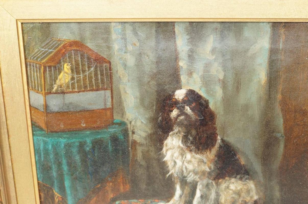 Pair William Simpson (1866-1909) Oil Paintings of King Charles Spaniel Dogs