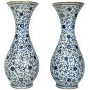 Pair Enameled and Parcel Gilt Pair Shaped Chinese Famile Verte Porcelain Vases