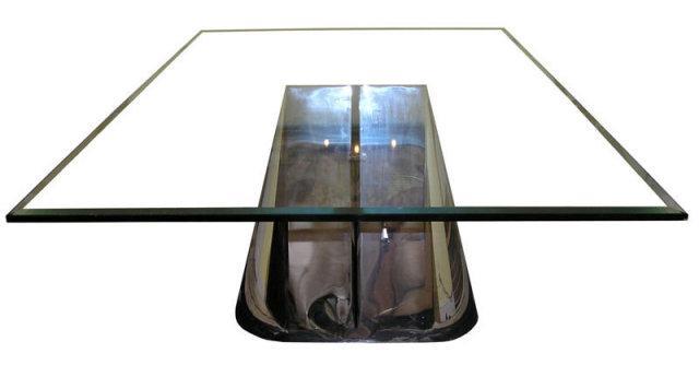 J. Wade Beam Mid-Century Modern Steel and Glass Pinncale Dining Table for Brueton
