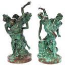 Pair Verdigris Bronze Sculptures of Roman & Greek Gods After Louis Simon Boizot