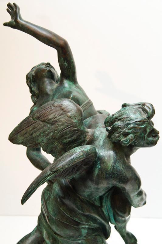 Pair Verdigris Bronze Sculptures of Roman & Greek Gods After Louis Simon Boizot