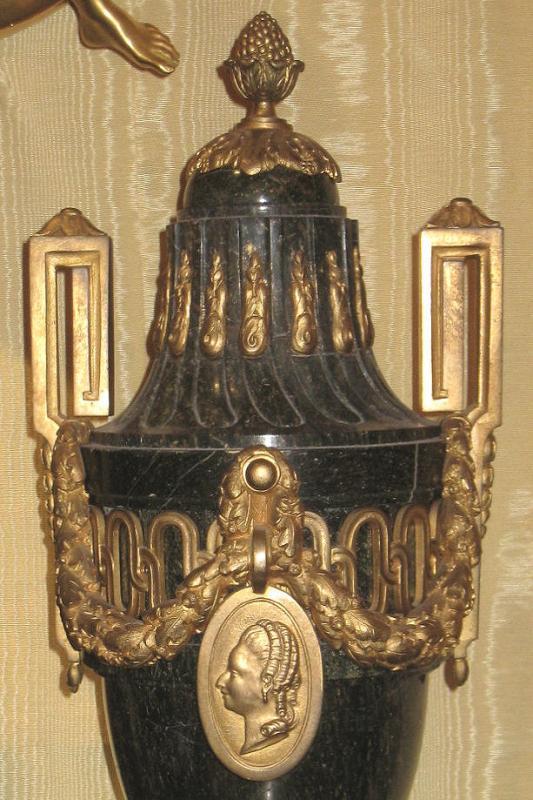 Pair Antique French Louis XVI Style Vert de Maurin Green Marble Bronze Mounted Urns