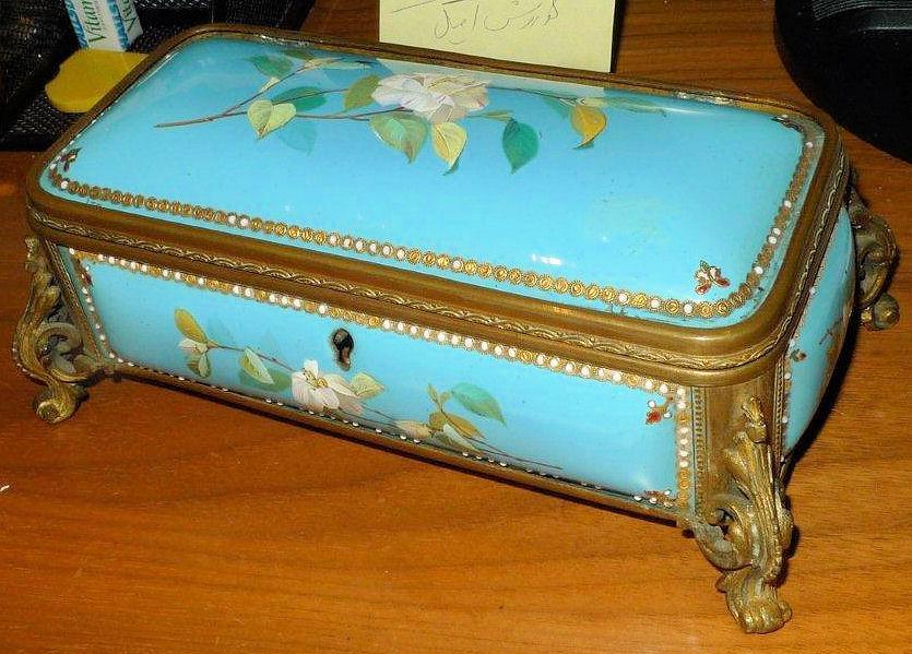 Antique French Enamelled Bronze Jewelry Casket Box