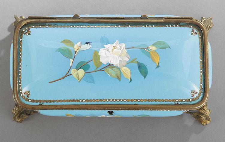 Antique French Enamelled Bronze Jewelry Casket Box