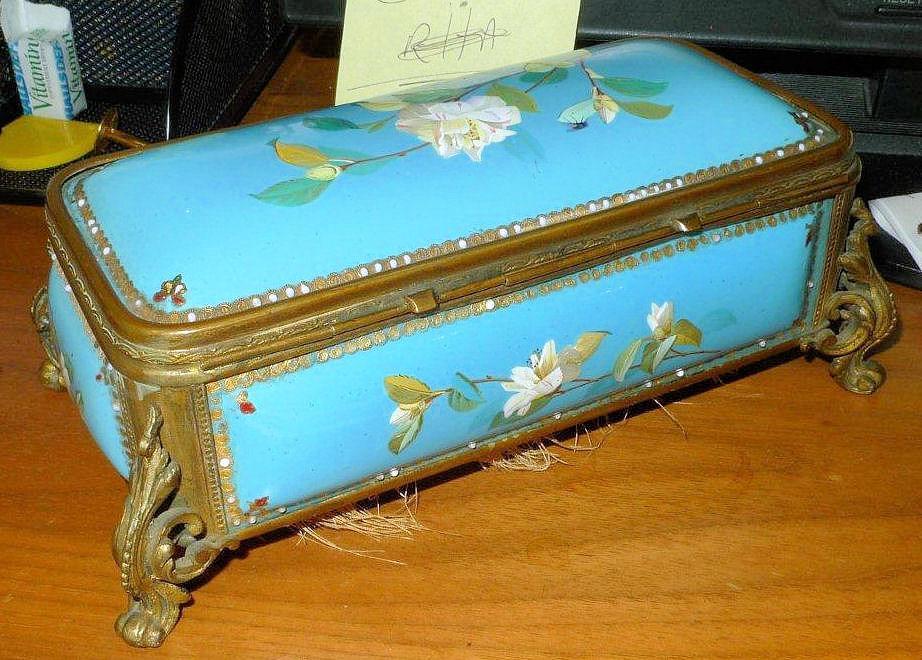 Antique French Enamelled Bronze Jewelry Casket Box