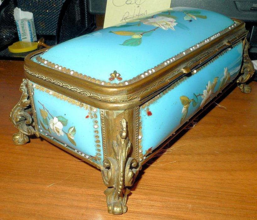 Antique French Enamelled Bronze Jewelry Casket Box