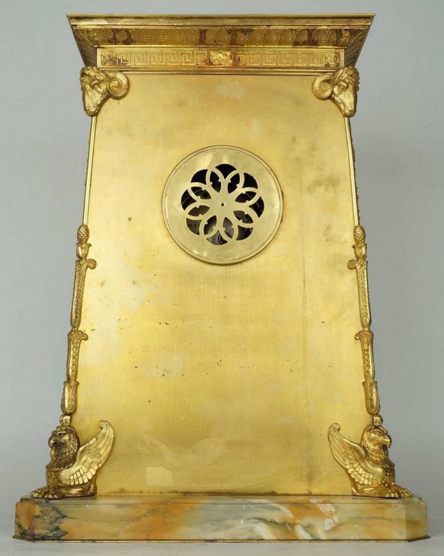 Antique French Empire Style Gilt Bronze Mantel Clock After Percier et Fontaine