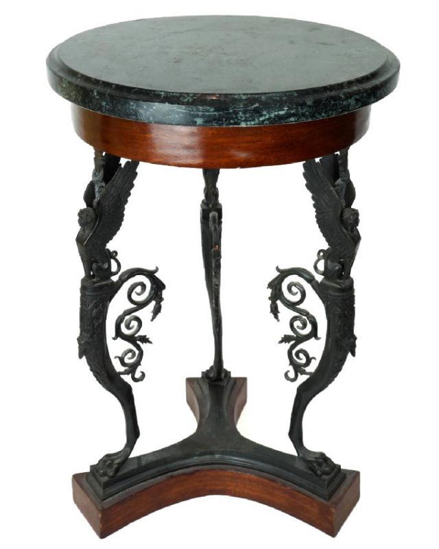 Antique Neopolitan Neoclassical Greek Revival Bronze and Marble Gueridon Side Table from Sabatino de Angelis