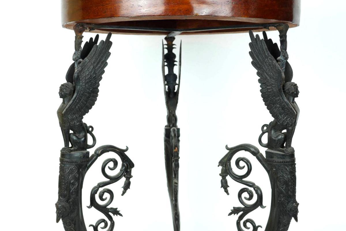 Antique Neopolitan Neoclassical Greek Revival Bronze and Marble Gueridon Side Table from Sabatino de Angelis