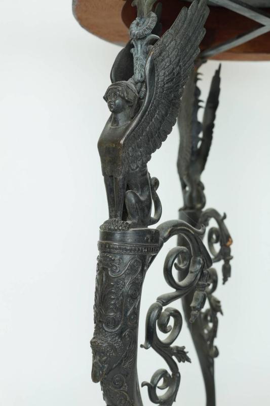 Antique Neopolitan Neoclassical Greek Revival Bronze and Marble Gueridon Side Table from Sabatino de Angelis