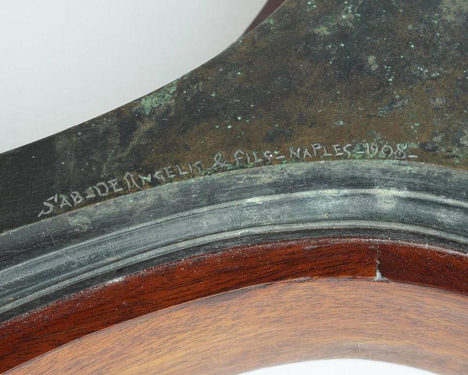Antique Neopolitan Neoclassical Greek Revival Bronze and Marble Gueridon Side Table from Sabatino de Angelis