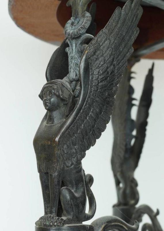 Antique Neopolitan Neoclassical Greek Revival Bronze and Marble Gueridon Side Table from Sabatino de Angelis