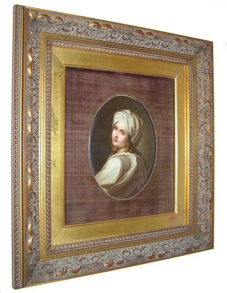 Antique Beatrice Cenci Porcelain Plaque After Guido Reni