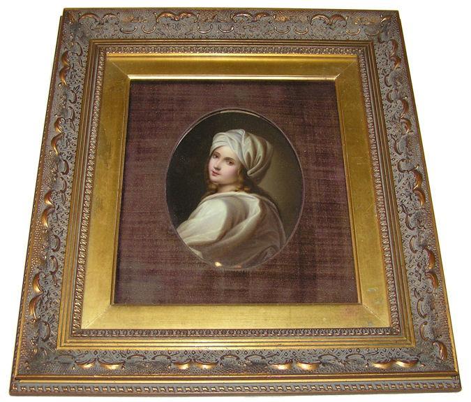 Antique Beatrice Cenci Porcelain Plaque After Guido Reni