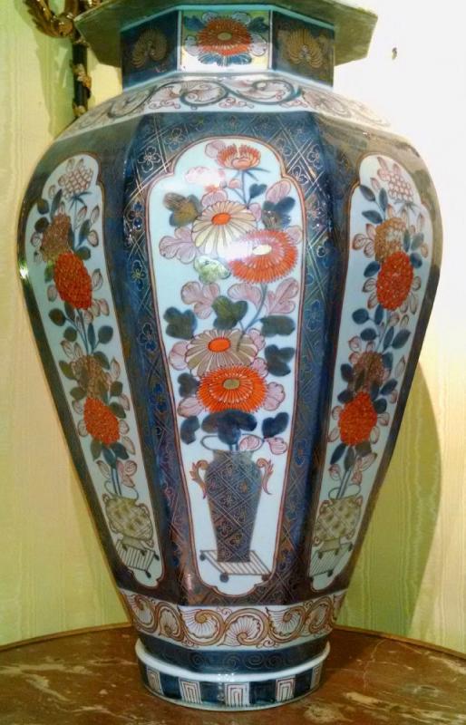 Monumental Antique Imari Porcelain Lidded Vase