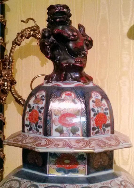 Monumental Antique Imari Porcelain Lidded Vase