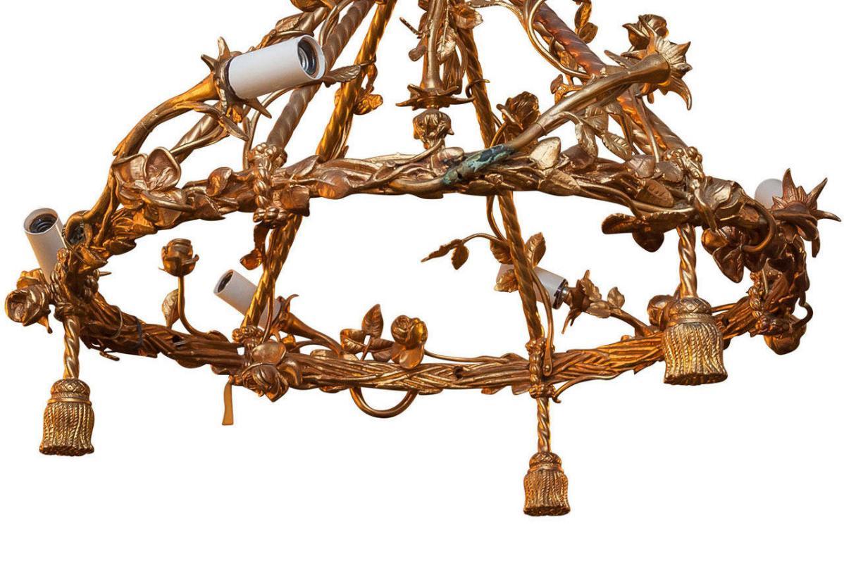 Vintage Louis XV Style Gilt Bronze Chandelier