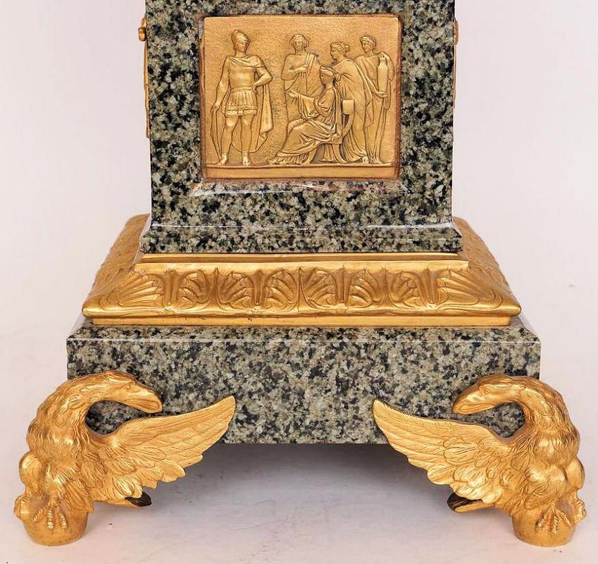 Pair Roman Neoclassical Gilt Bronze Mounted Granite Obelisks