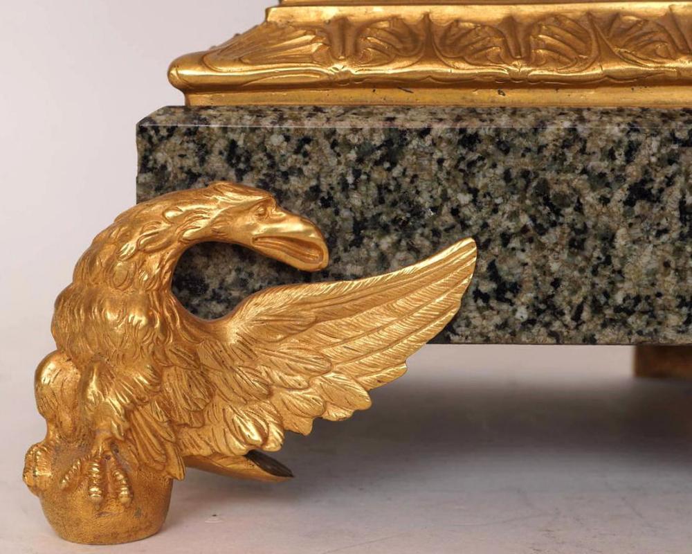 Pair Roman Neoclassical Gilt Bronze Mounted Granite Obelisks