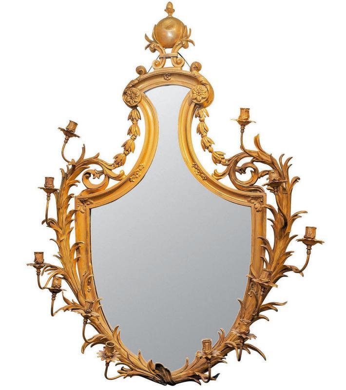 Antique Louis XV Style Gilt Bronze Girandole Mirror