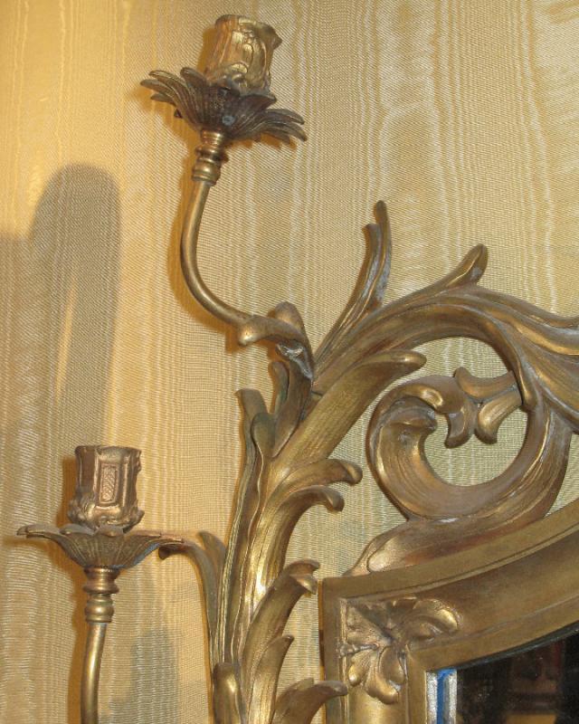 Antique Louis XV Style Gilt Bronze Girandole Mirror