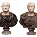 Pair Antique Grand Tour Italian Roman Emperor Marble Busts Sculptures