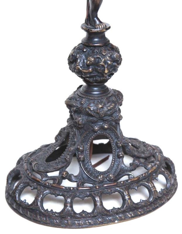 Pair Antique Renaissance Revival Bronze Table Lamps