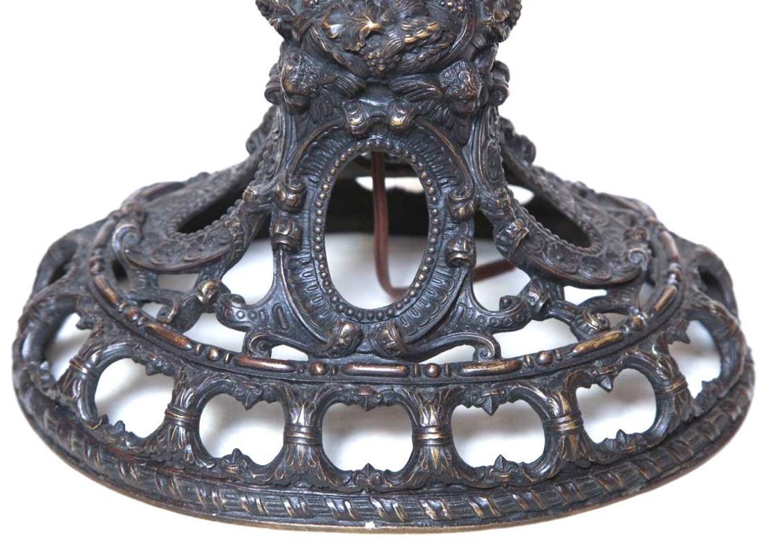 Pair Antique Renaissance Revival Bronze Table Lamps