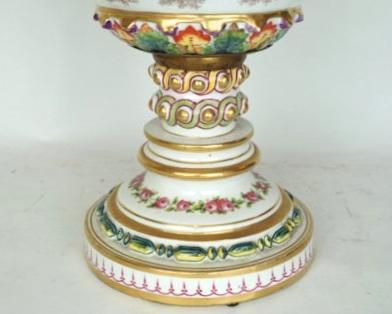 Pair Large Antique Italian Capodimonte Urns / Vases with Lids