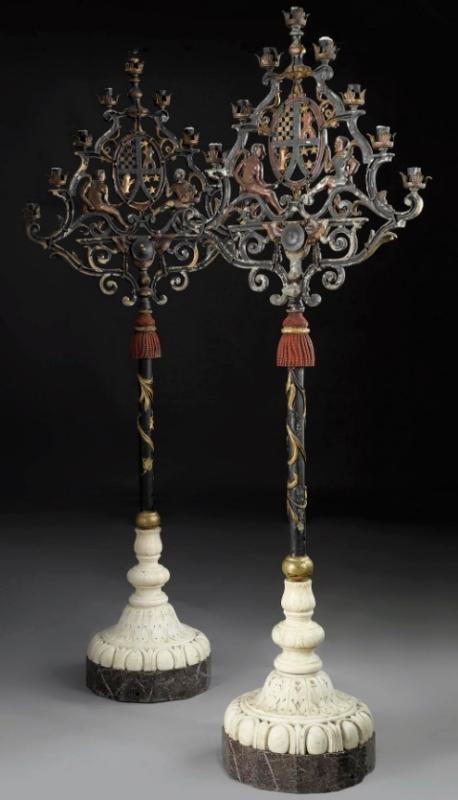 E.F. Caldwell Pair of Renaissance Style Candelabra