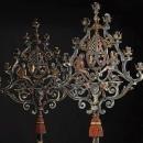 Pair of Renaissance Style Polychrome Metal Floor Candelabra By E.F. Caldwell