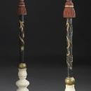 Pair of Renaissance Style Polychrome Metal Floor Candelabra By E.F. Caldwell