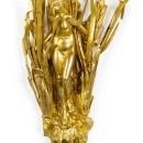 Pair Belle Epoque Art Nouveau Period Gilt Bronze Figural Sconces
