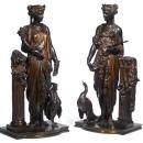 Pair Belle Epoque Art Nouveau Period Gilt Bronze Figural Sconces