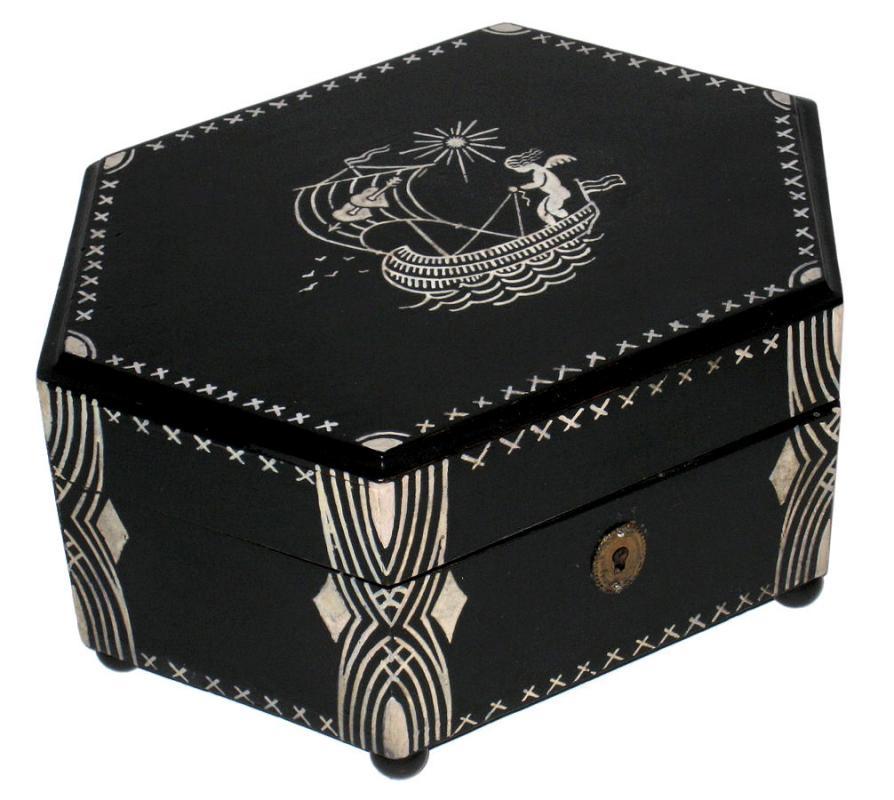 Dagobert Peche Attributed Secessionist Arts & Crafts Period Ebonized Jewelry Box