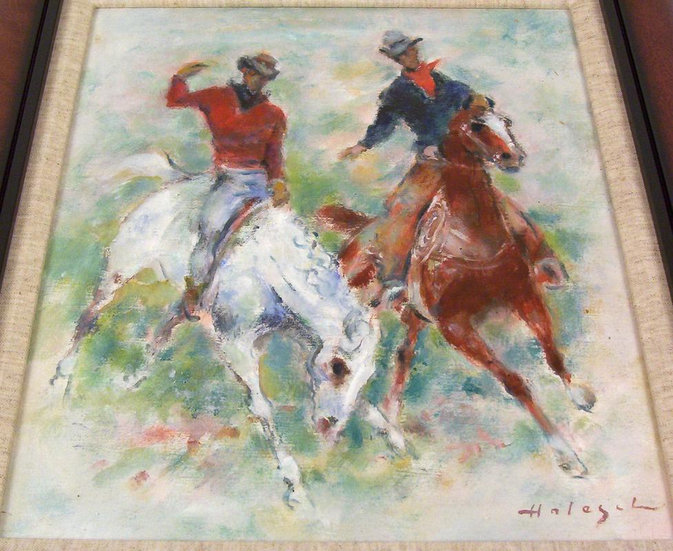 Denes de Holesch American Rodeo Horses Oil Painting