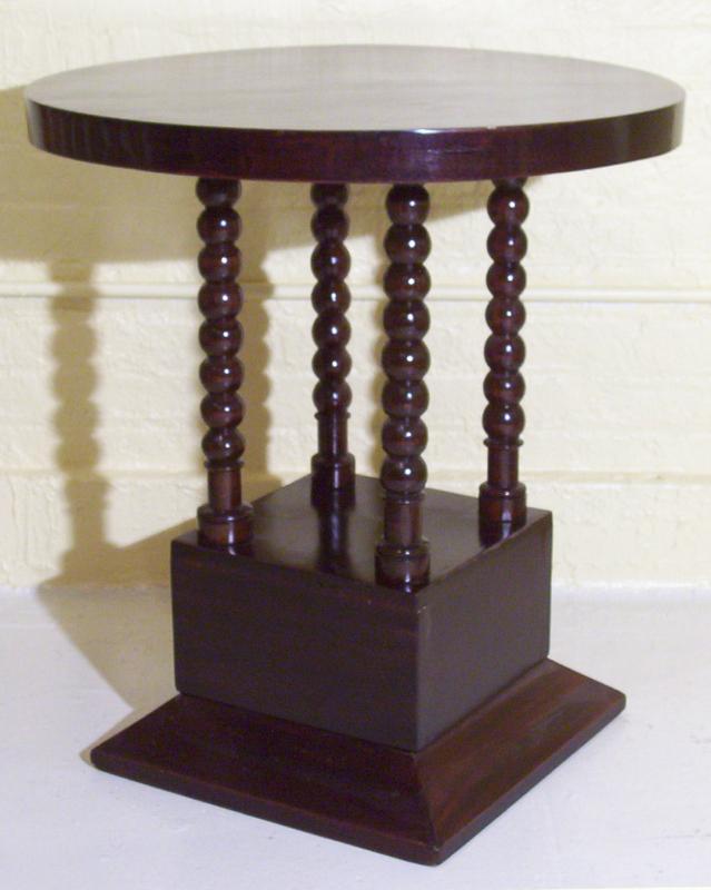 Art Deco Mahogany Pedestal Side Table