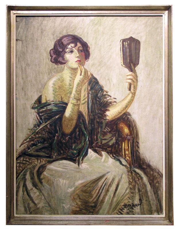 Female Portrait Oil Painting by Lajos Mark