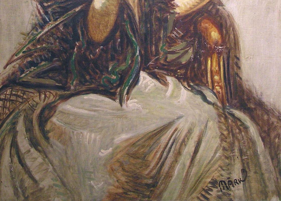 Female Portrait Oil Painting by Lajos Mark